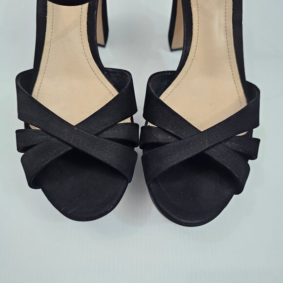 Schutz Keefa Platform Block Heel Womens 10 Black Nubuck Strappy Sandal Evening - Picture 5 of 13